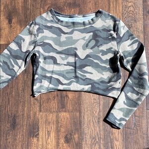 Chelsea DeBoer Camouflage Crop Long Sleeve with Rolled Hem